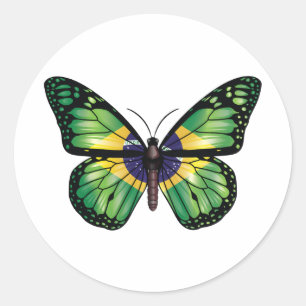 Brasilien Butterfly Monarque Flagga Runt Klistermärke