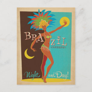 Brasilien Carnaval Natt och dag! Vykort