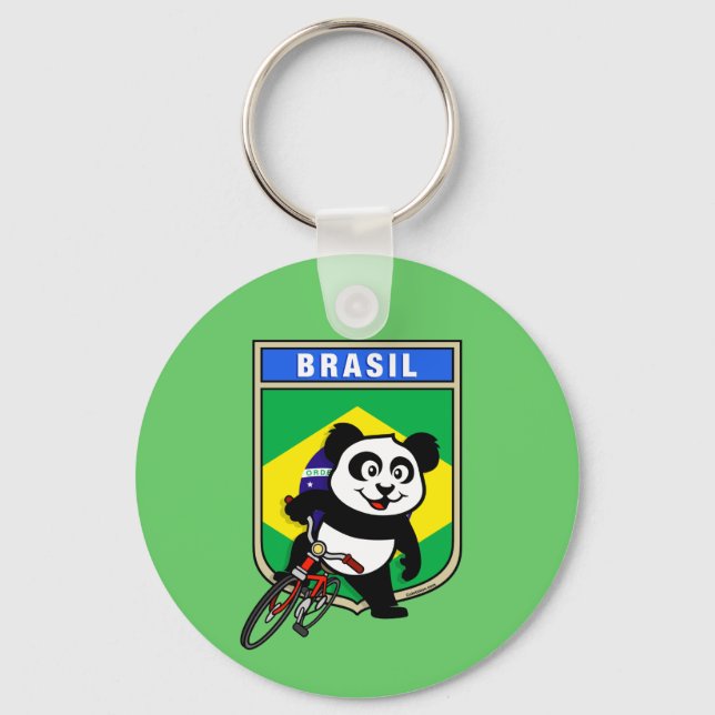 Brasilien Cycling Panda Nyckelring (Framsida)