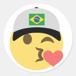 Brasilien Emoji Baseball Hat Runt Klistermärke