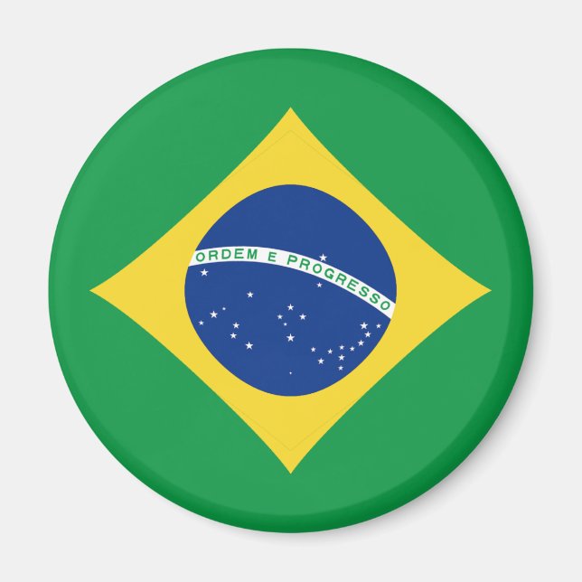 Brasilien Fisheye Flagga Magnet (Framsidan)