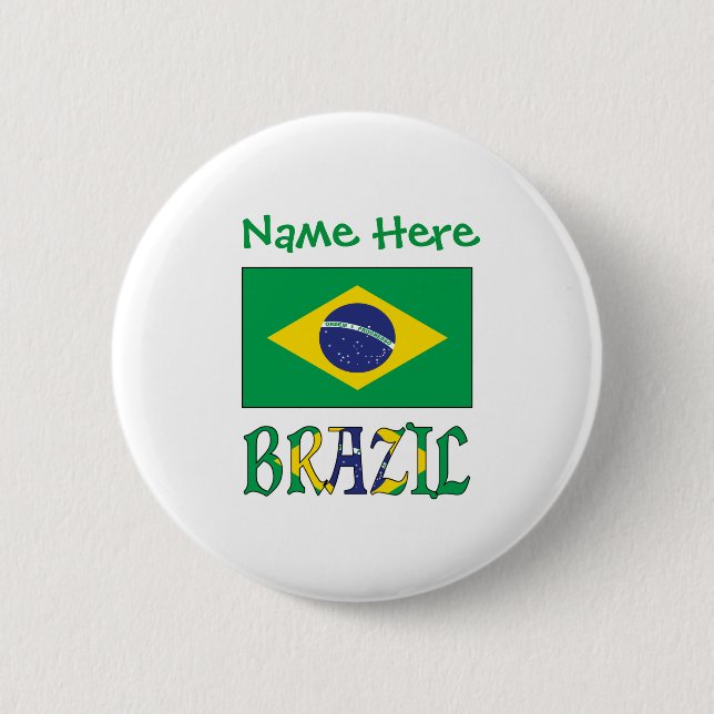 Brasilien Flagg Tillägnad Personlig Arv Knapp (Framsida)