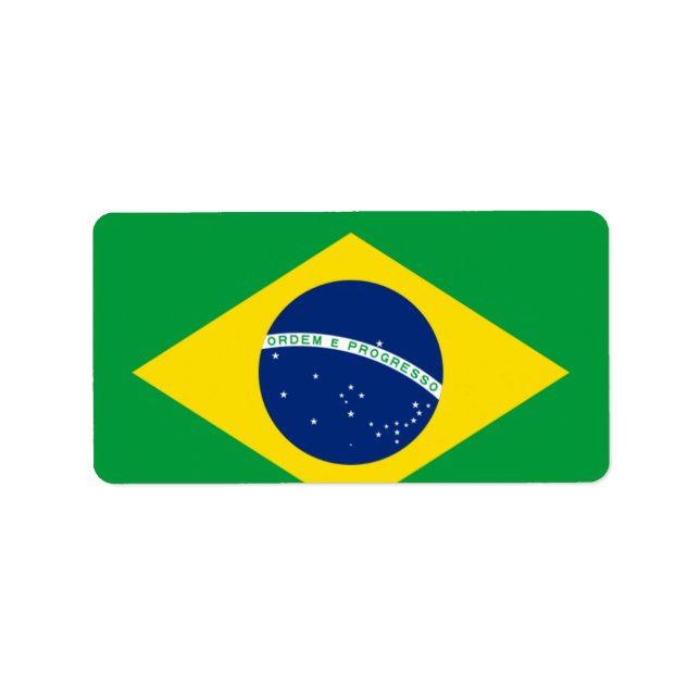 Brasilien Flagga Adressetikett (Framsidan)