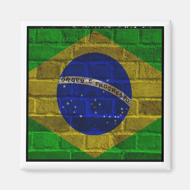 Brasilien, Flagga Brasilien - Rio De Janeiro (vint Magnet (Framsidan)