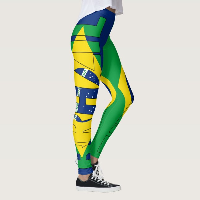 Brasilien Flagga Färg Patriotic Leggings (Höger)