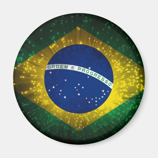 Brasilien Flagga Fireworks Magnet (Framsidan)