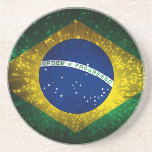 Brasilien Flagga Fireworks Underlägg Sandsten