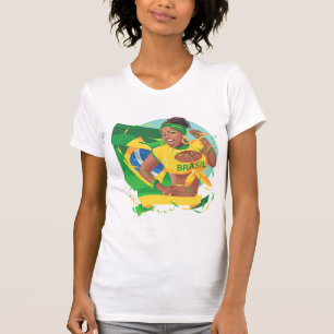 Brasilien Flagga Fläkt Tee Shirt