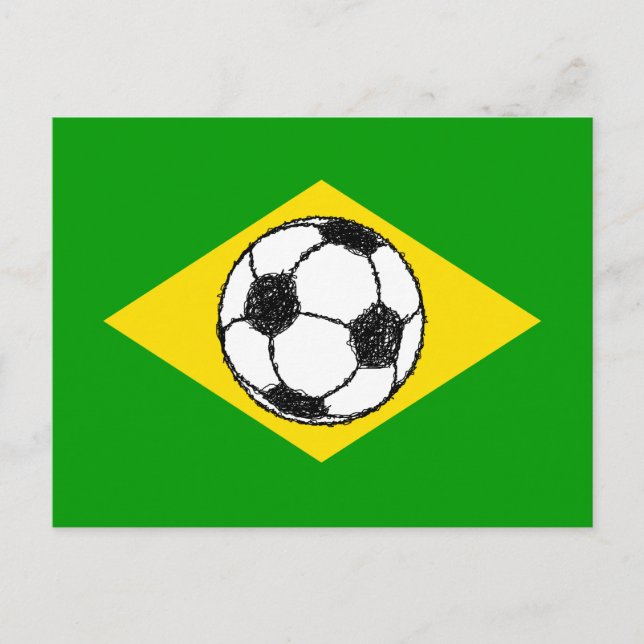 Brasilien Flagga | Fotbollssketch Vykort (Framsida)