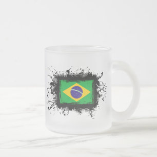 Brasilien flagga frostad glasmugg