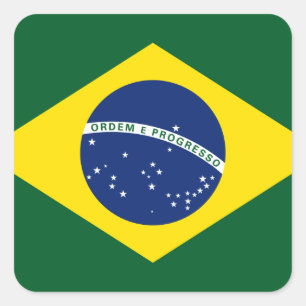 Brasilien flagga fyrkantigt klistermärke