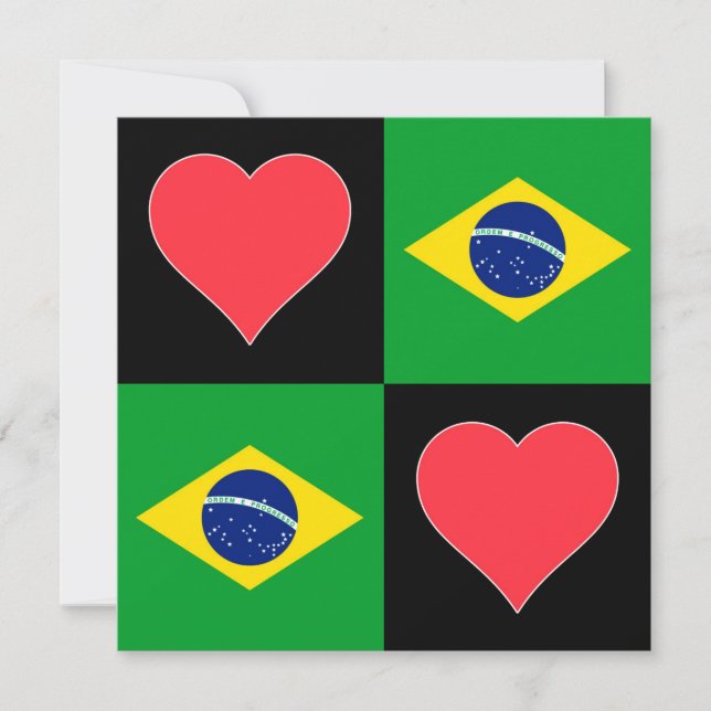 Brasilien Flagga Heart Patriotic Brazilian Hälsnin Kort (Framsida)
