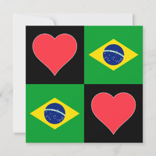Brasilien Flagga Heart Patriotic Brazilian Hälsnin Kort