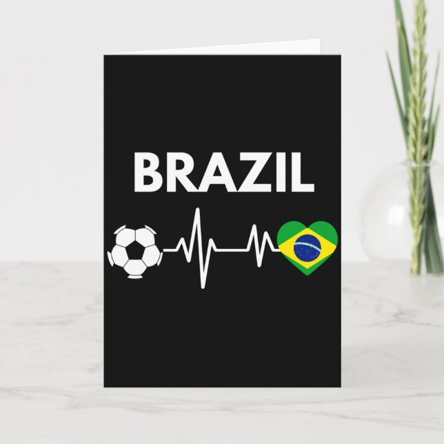 Brasilien Flagga Hjärtstart Fotboll Design Långärm Kort (Framsida)