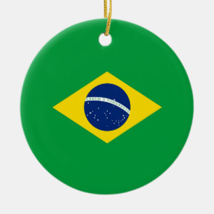 Brasilien flagga julgransprydnad keramik