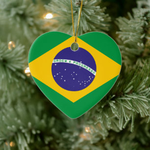 Brasilien Flagga Julgransprydnad Keramik