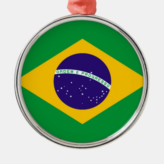 Brasilien Flagga Julgransprydnad Metall (Framsidan)