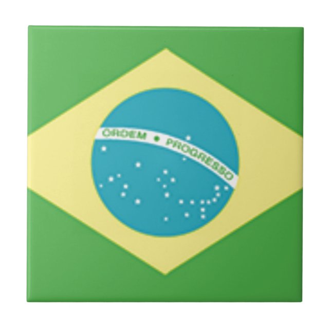 Brasilien Flagga Kakelplatta (Framsidan)