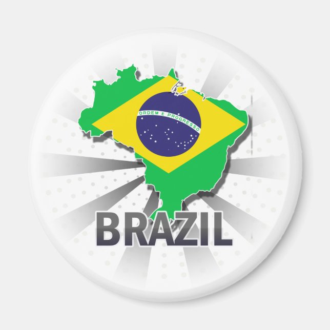 Brasilien Flagga Karta 2.0 Magnet (Framsidan)