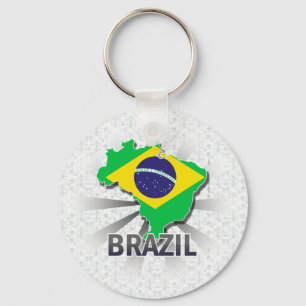 Brasilien Flagga Karta 2.0 Nyckelring