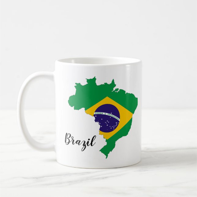 Brasilien Flagga Karta Kaffemugg (Vänster)