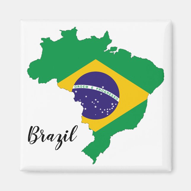 Brasilien Flagga Karta Magnet (Framsidan)