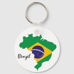 Brasilien Flagga Karta Nyckelring