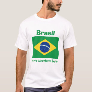 Brasilien flagga + Karta + TextT-tröja T-shirt