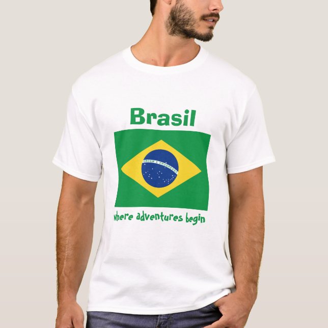 Brasilien flagga + Karta + TextT-tröja Tröja (Framsida)