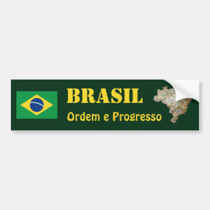 Brasilien flagga + Kartabildekal Bildekal
