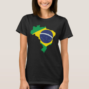 Brasilien Flagga, Land Karta Unik Brasiliansk Flag T Shirt