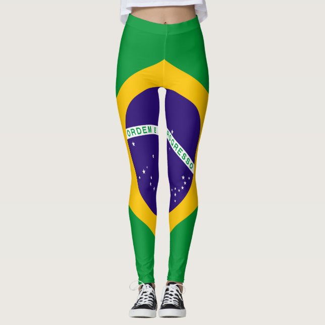 Brasilien Flagga Leggings (Framsida)