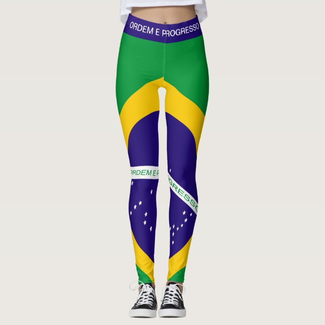 Brasilien Flagga Leggings (Framsida)