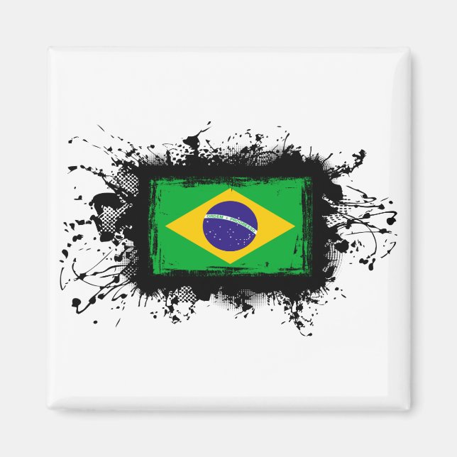 Brasilien Flagga Magnet (Framsidan)