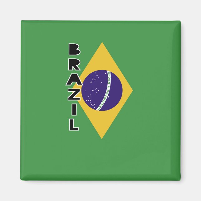 Brasilien Flagga Magnet (Framsidan)
