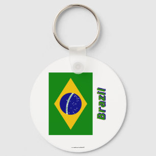 Brasilien flagga med namn nyckelring