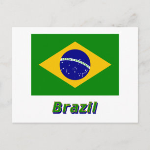 Brasilien Flagga med Namn Vykort