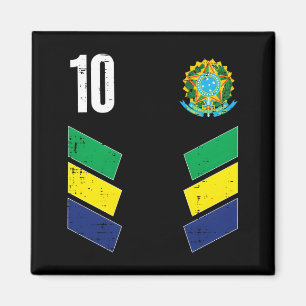 Brasilien Flagga Nummer 10 Fotboll Fan T Shirt_1 Magnet