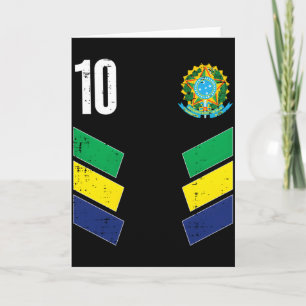 Brasilien Flagga Nummer 10 Fotboll Fan T Shirt  Kort