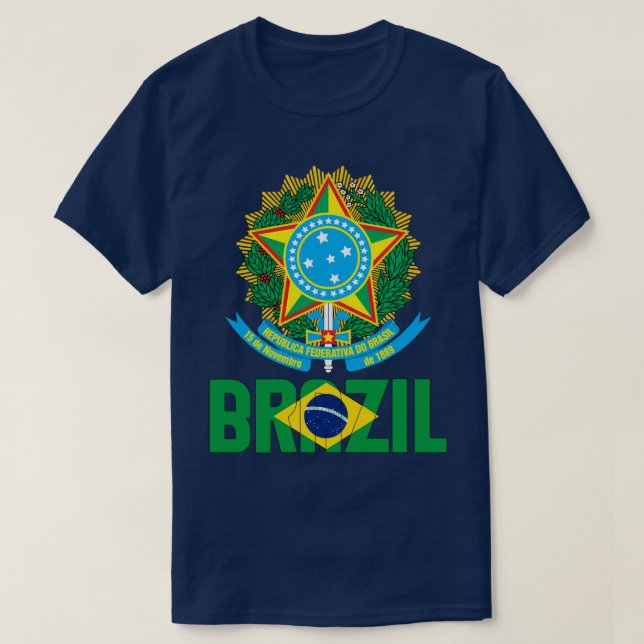 Brasilien Flagga och Jacka av Arm Patriotic T Shirt (Design framsida)