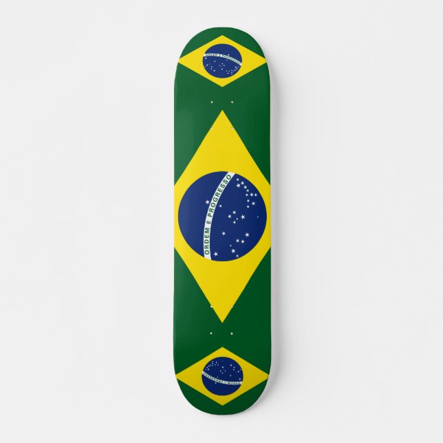 Brasilien flagga old school skateboard bräda 21,6 cm (Framsida)