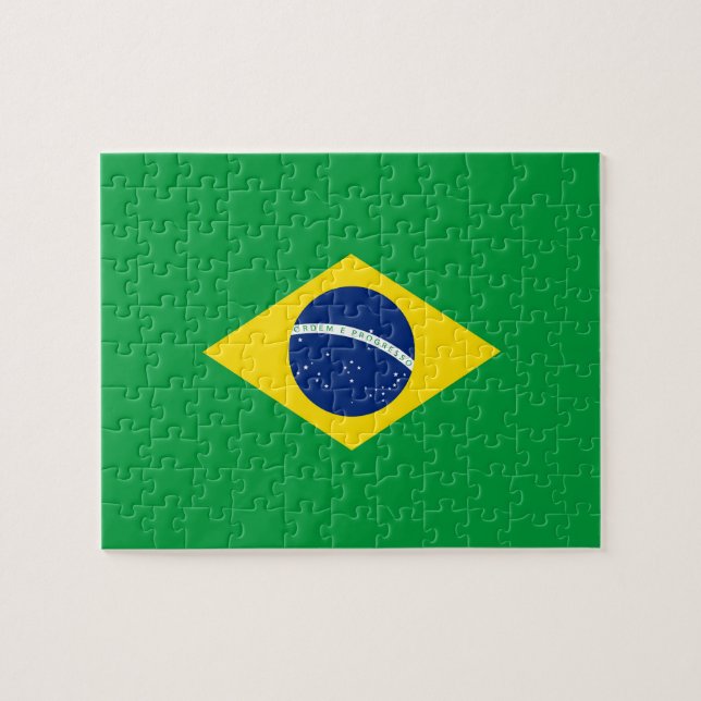 Brasilien flagga pussel (Horisontell)