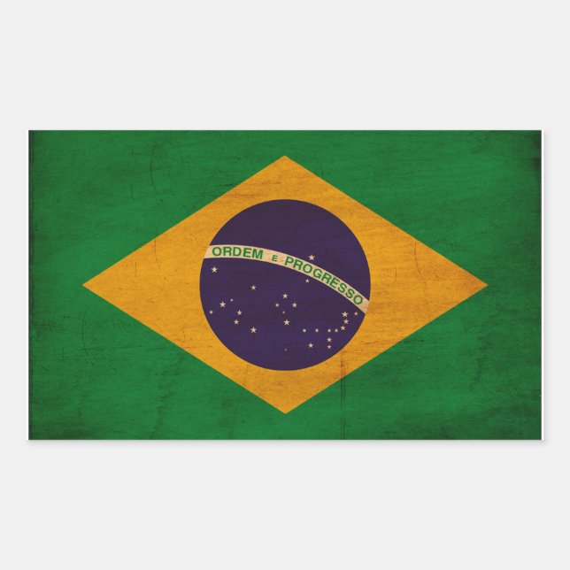 Brasilien Flagga Rektangulärt Klistermärke (Framsida)