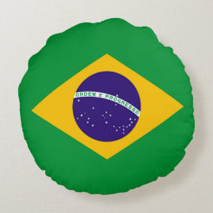 Brasilien Flagga Rund Kudde