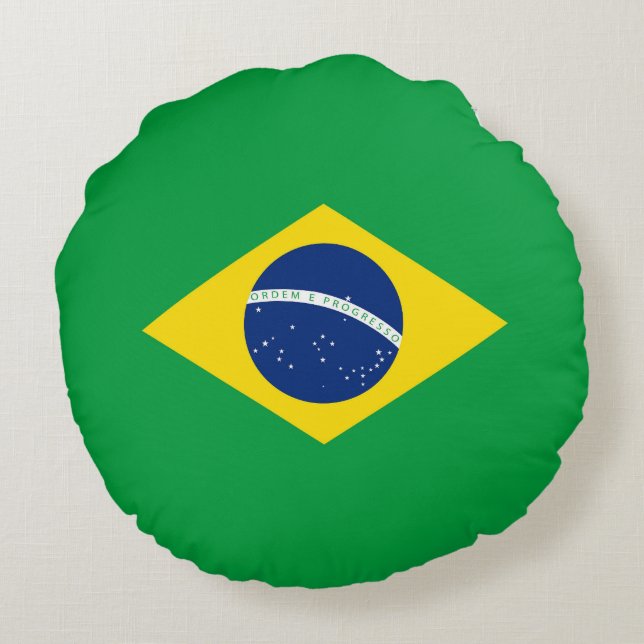 Brasilien flagga rund kudde (Baksidan)