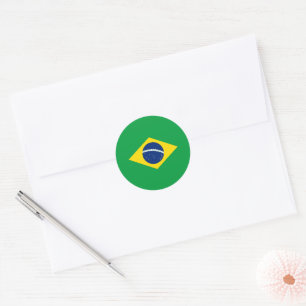 Brasilien flagga runt klistermärke