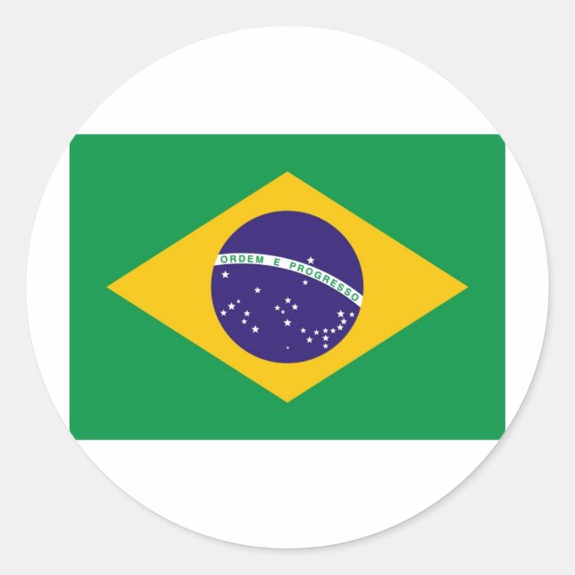 Brasilien Flagga Runt Klistermärke (Framsida)