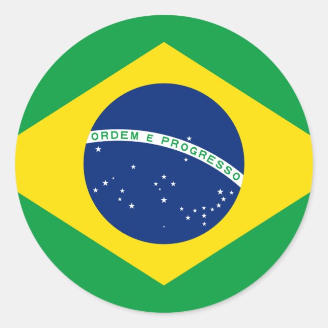 Brasilien Flagga Runt Klistermärke (Framsida)