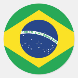 Brasilien Flagga Runt Klistermärke