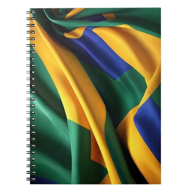 Brasilien flagga silke struktur anteckningsbok (Framsidan)